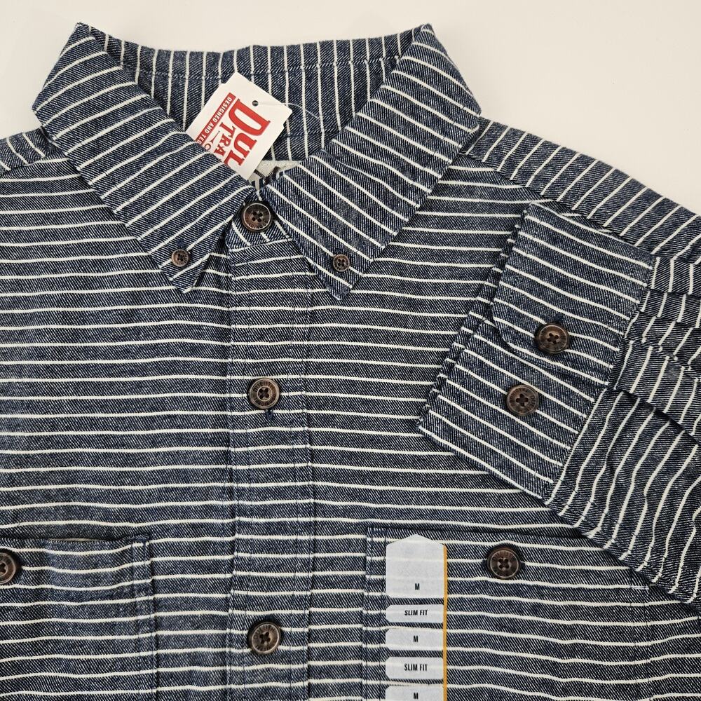 Duluth Trading Free Swingin' Flannel Shirt Men's‎ M Slim Fit Striped Button-Up
